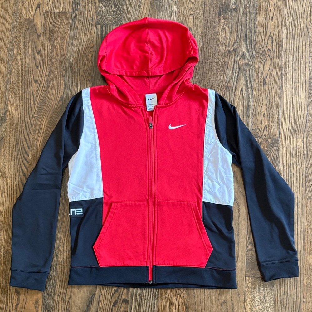 Nike Kids Red and Black Full-Zip Hoodie